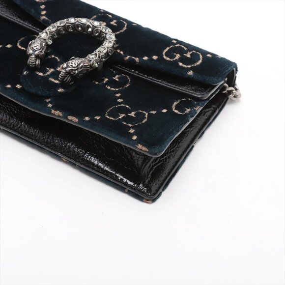 Gucci GG Velvet Dionysus velvet x leather Chain Shoulder Bag navy x black 476432 - Picture 3 of 10